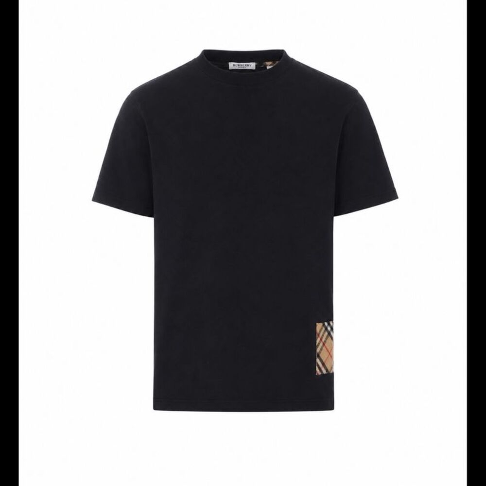 Burberry Men Check Cashmere Patch T-Shirt